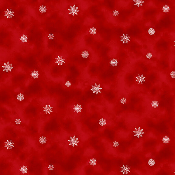 Holiday Happy Place Small Snowflake White Red Jan Shade Beach Henry Glass Cotton Fabric