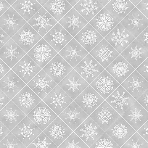 Holiday Lane Snowflakes Boxes Gray Jan Shade Beach Henry Glass Cotton Fabric