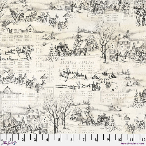 Holiday Past Winter Toile Neutral Tim Holtz Eclectic Elements Free Spirit Cotton Fabric