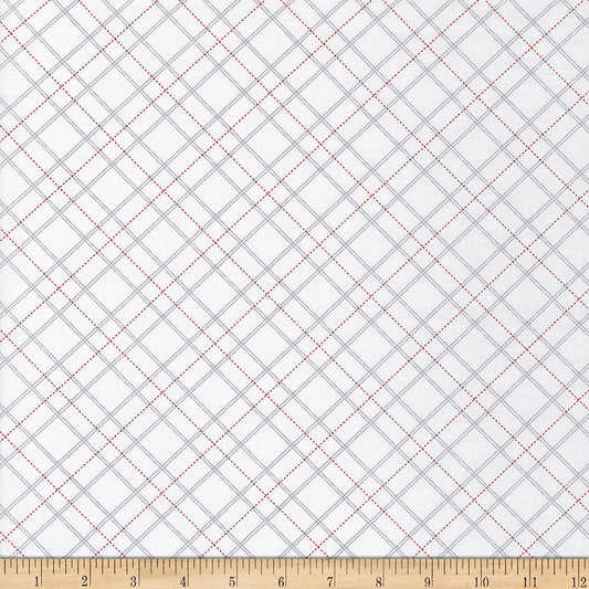 Holiday Lane Plaid White Jan Shade Beach Henry Glass Cotton Fabric