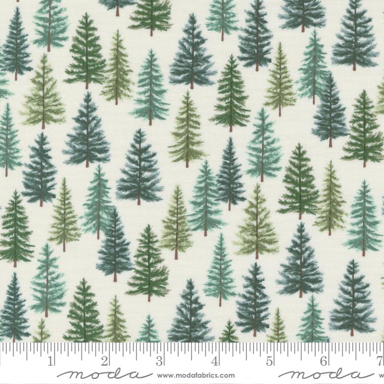 Holidays At Home Evergreen Forest Landscape and Nature Off White Deb Strain Moda Cotton Fabric