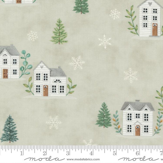 Holidays At Home Farmhouse All Over Novelty Houses Pebble Grey by Deb Strain Moda Cotton Fabric