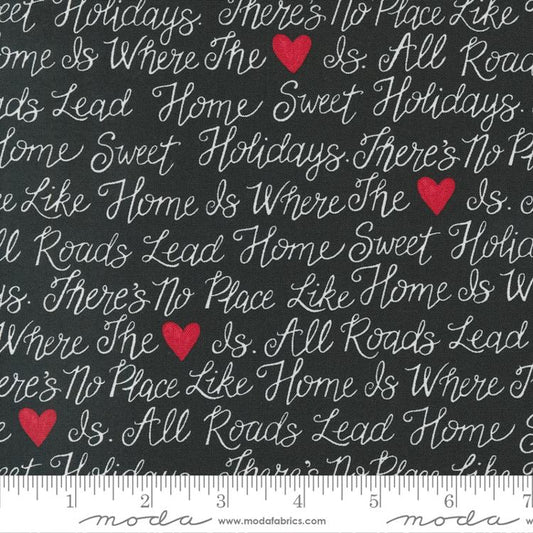 Holidays At Home Holiday Text and Words Charcoal Black by Deb Strain Moda Cotton Fabric