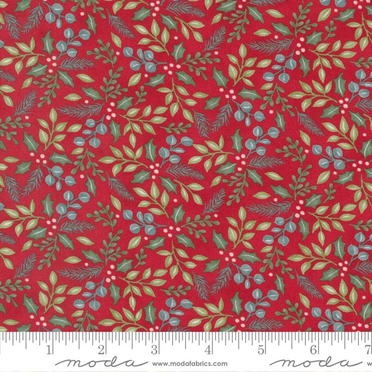 Holidays At Home Winter Greenery Landscape Nature Leaves Berry Red Deb Strain Moda Cotton Fabric