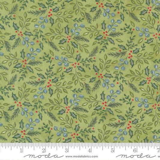 Holidays At Home Winter Greenery Landscape Nature Leaves Sage Deb Strain Moda Cotton Fabric