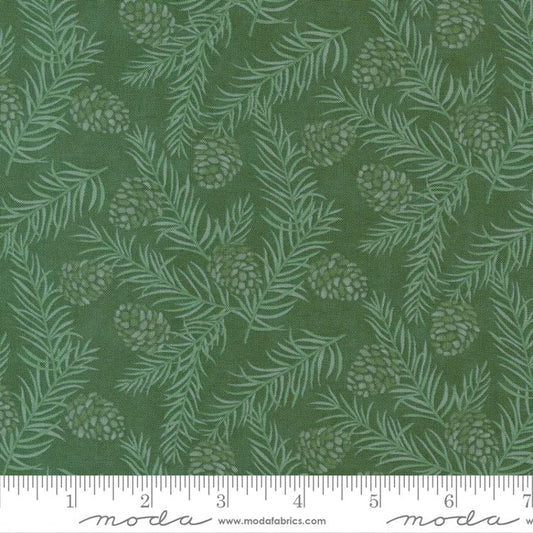 Holidays At Home Evergreen Pinecones Tonal Eucalyptus Green Deb Strain Moda Fabrics Cotton Fabric