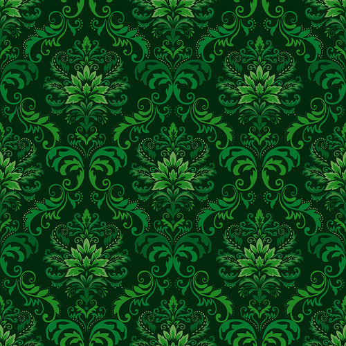 Holly Berry Park Damask Mini Green Art Loft Studio E Cotton Fabric