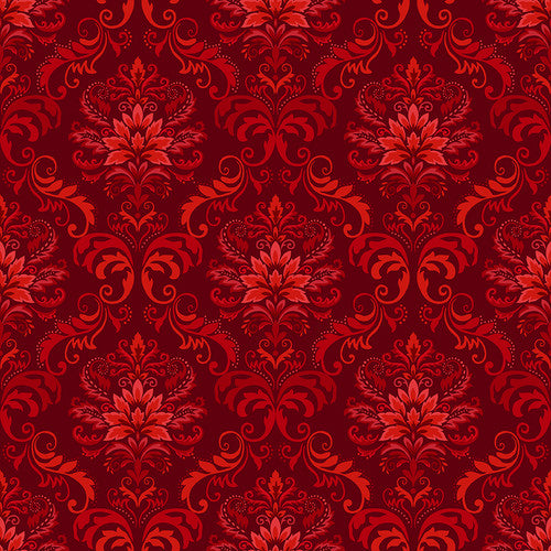 Holly Berry Park Damask Mini Red Art Loft Studio E Cotton Fabric