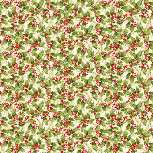 Holly Berry Park Holly Leaves and Berries Cream Art Loft Studio E Cotton Fabric