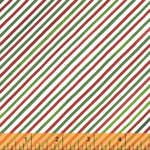 Holly Jolly Christmas Diagonal Stripes Multi Whistler Studios Windham Fabrics Cotton Fabric