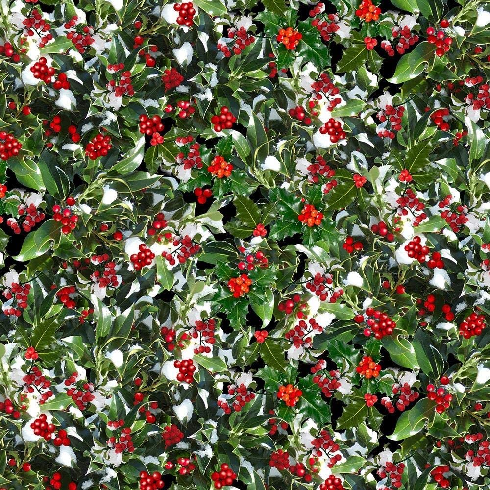 Holly Packed Leaves Oh Come Let Us Adore Him Timeless Treasures Cotton Fabric