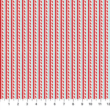 Holly Jolly Candy Cane Stripe White Multi EML Studio Northcott Cotton Fabric NC-28815-10