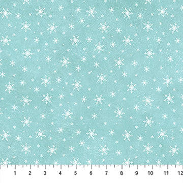 Holly Jolly Snowflakes Turquoise EML Studio Northcott Cotton Fabric NC-28818-64
