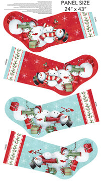 Holly Jolly Stocking Panel 24" Turquoise Multi EML Studio Northcott Cotton Fabric NC-28820-10