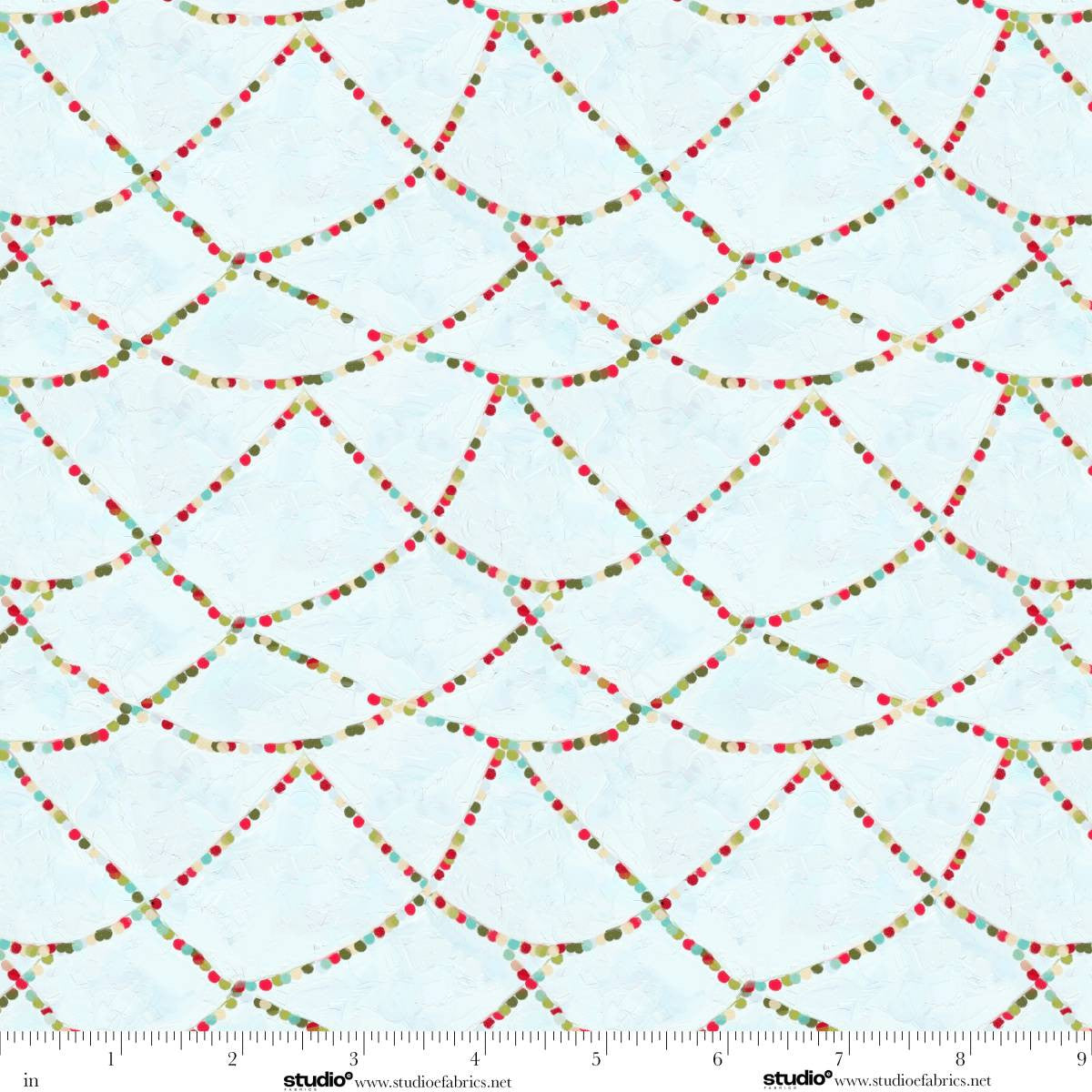Holly Woods Hanging Lights Ice Blue Cathy Walters Studio E Cotton Fabric SE-9243-17