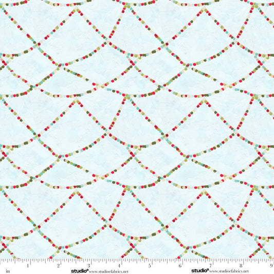 Holly Woods Hanging Lights Ice Blue Cathy Walters Studio E Cotton Fabric SE-9243-17