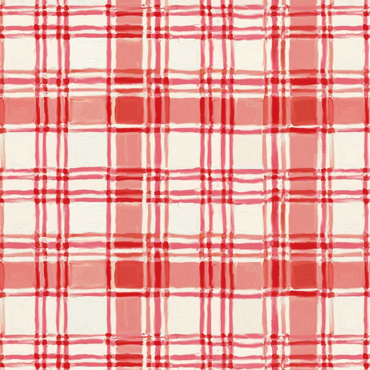 Holly Woods Painted Plaid Coral Red Orange Cathy Walters Studio E Cotton Fabric SE-9241-83