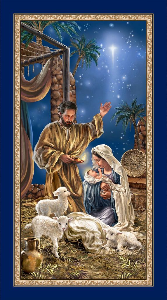 Holy Night Nativity Panel 24" Dona Gelsinger Timeless Treasures Cotton Fabric