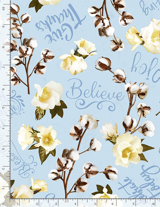 Home Is My Happy Place Inspirational Words Blue Timeless Treasures Cotton Fabric