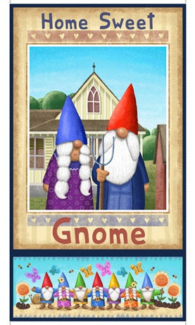 Home Sweet Gnome Couple Panel 24" Multi Tim Bowers Quilting Treasures Cotton Fabric