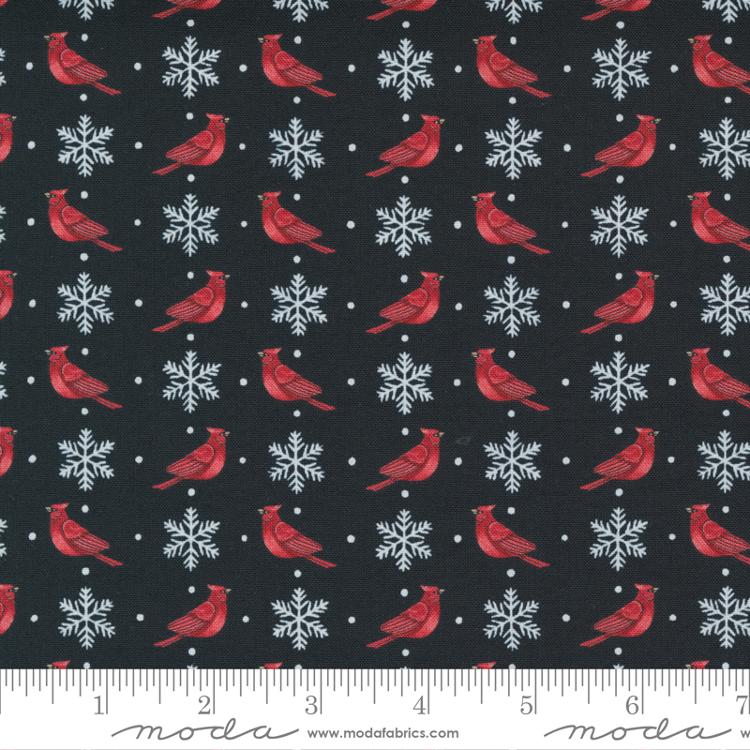 Home Sweet Holidays Cardinals Black Deb Strain Moda Cotton Fabric