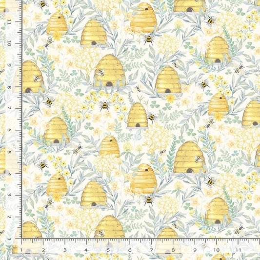 Home Sweet Home Beehive Grove Cream Timeless Treasures Cotton Fabric