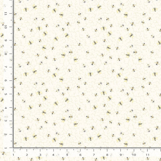 Home Sweet Home Bees on Honeycombs Ecru Beige Timeless Treasures Cotton Fabric