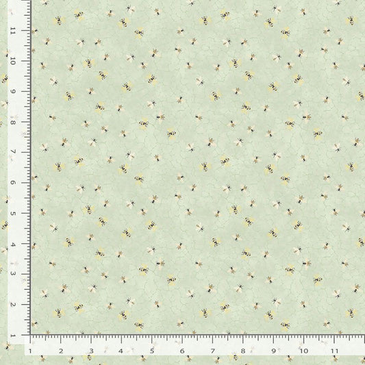 Home Sweet Home Bees on Honeycombs Sage Green Timeless Treasures Cotton Fabric