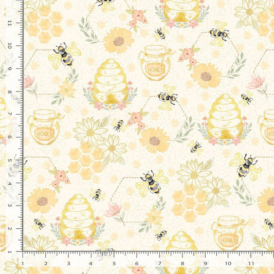 Home Sweet Home Quilting Bees Cream Timeless Treasures Cotton Fabric