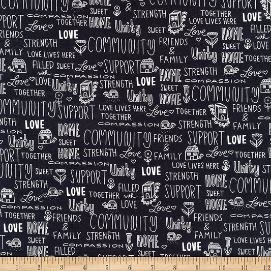 Home Love Lives Here Words Black Windham Cotton Fabric
