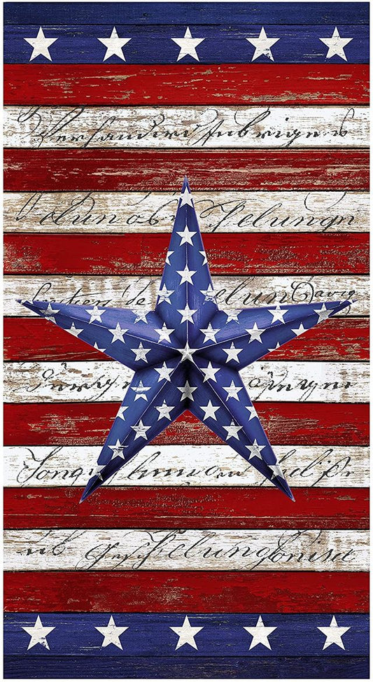 Home Of The Brave Patriotic Star USA Panel 24" Timeless Treasures Cotton  Fabric
