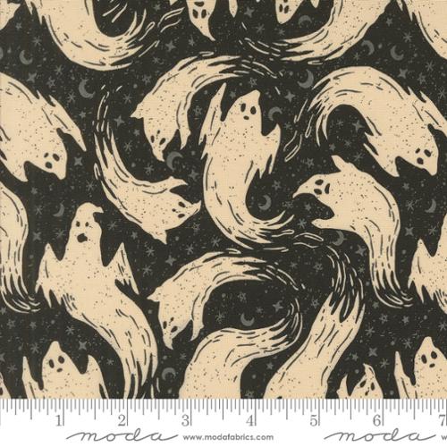 Home Sweet Haunt Ghostly Ghost Midnight Black Stacy Lest Hsu Moda Cotton Fabric MD-20914-17