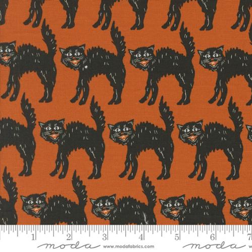 Home Sweet Haunt Little Black Cat Rust Orange Stacy Lest Hsu Moda Cotton Fabric MD-20915-13