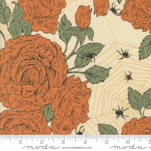 Home Sweet Haunt Roses Florals Spider Web Bone Multi Stacy Lest Hsu Moda Cotton Fabric MD-20911-11