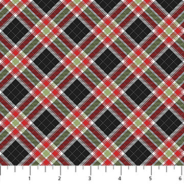 Home for Christmas Plaid Black Multi Deborah Edwards Northcott Cotton Fabric NC-DP28928-99