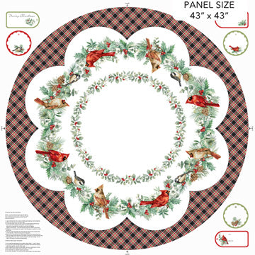 Home for Christmas Tree Skirt Panel 43"x43" White Multi Deborah Edwards Northcott  Cotto  CANVAS Fabric NC-C28923-10