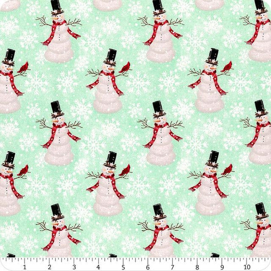 Home the Holidays Snowman Mint Beth Albert 3 Wishes Cotton Fabric
