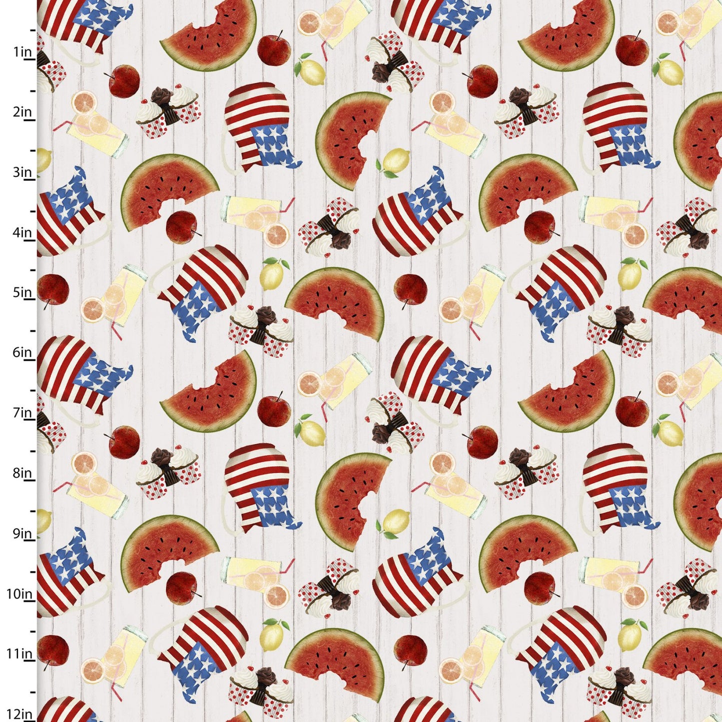 Hometown America Home Tossed Fruit Beige Beth Albert 3 Wishes Cotton Fabric