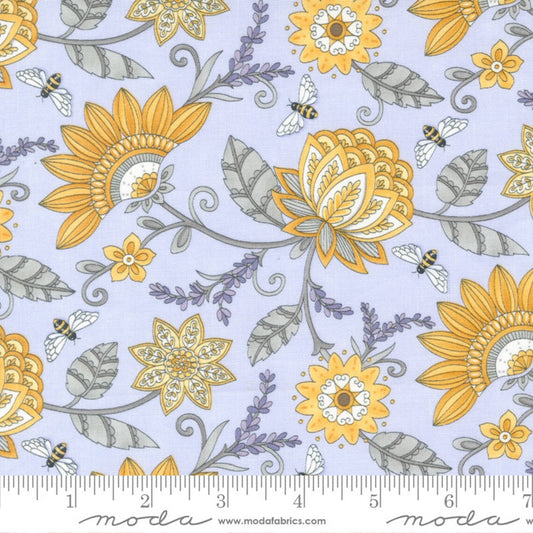 Honey & Lavender Jacquard Flowers Bees Soft Lavender Deb Strain Moda Fabrics Cotton Fabric