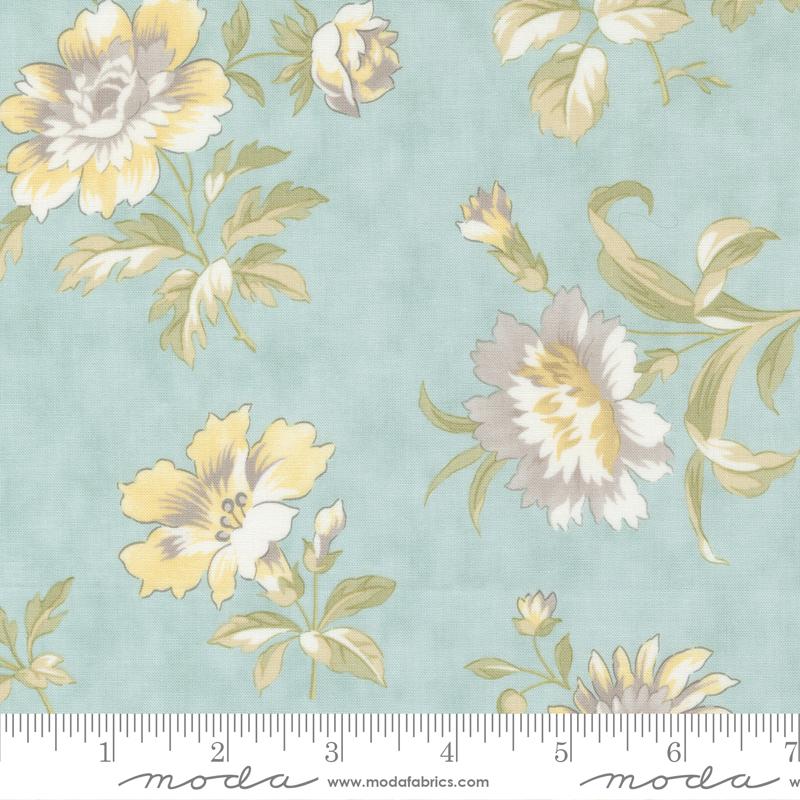 Honeybloom Blooming Florals Flowers Water Blue 3 Sisters Moda Fabric Cotton Fabric