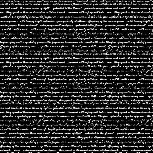 Hothouse Magic Written Script Allover Black Chelsea DesignWorks Studio E Cotton Fabric