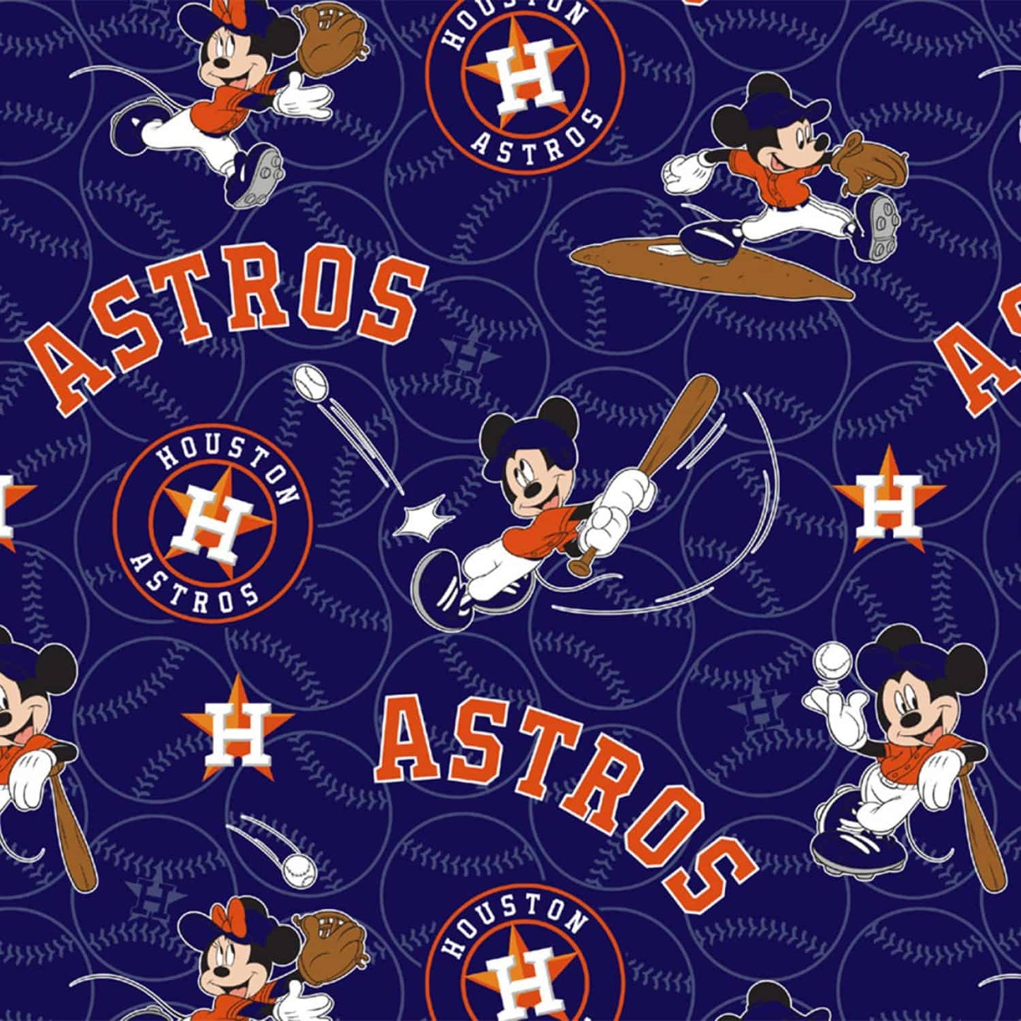 Houston Astros MLB Baseball Disney Mickey Mouse Club Fabric Traditions Cotton Fabric