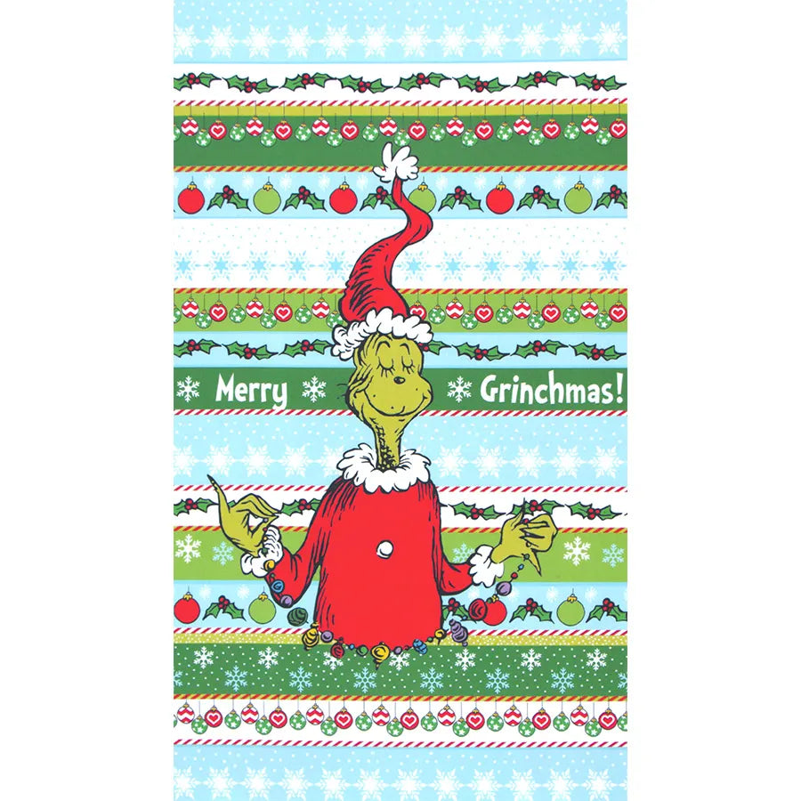 How the Grinch Stole Christmas Stripes Panel 24" Holiday Multi Dr.Seuss Robert Kaufman Cotton Fabric