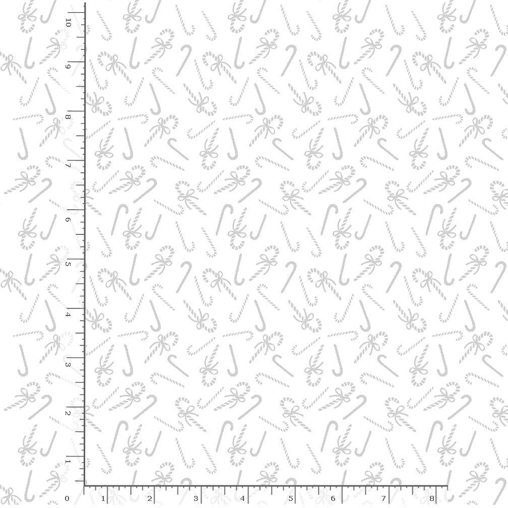 Hue Candy Canes White on White Timeless Treasures Cotton Fabric TT-HUE-C3913-WHITE