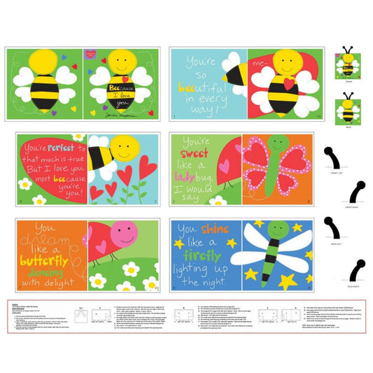 Huggable and Lovable Book Bee-Cause I Love You Book Panel 36"  Sandra Magsamen Studio E Cotton Fabric
