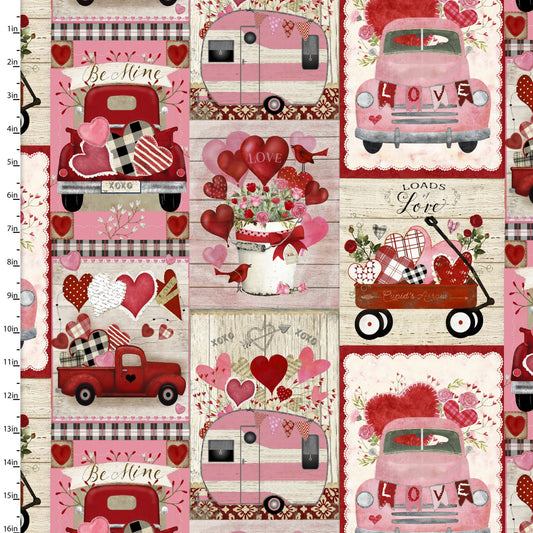 Hugs Kisses and Special Wishes Be Mine Patch Beth Albert 3 Wishes Cotton Fabric