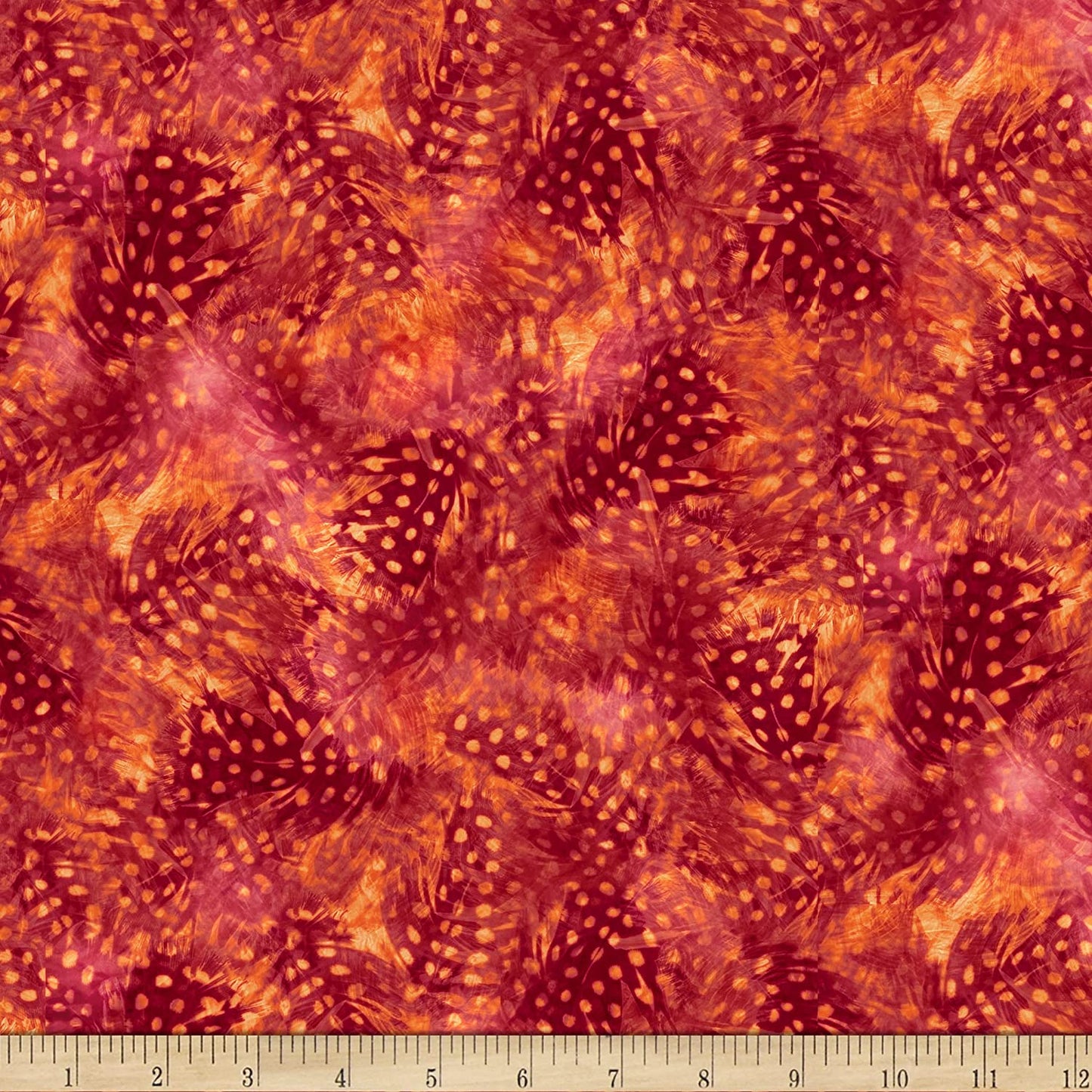 Hummingbird Garden Feather Textures Red Quilting Treasures Cotton Fabric