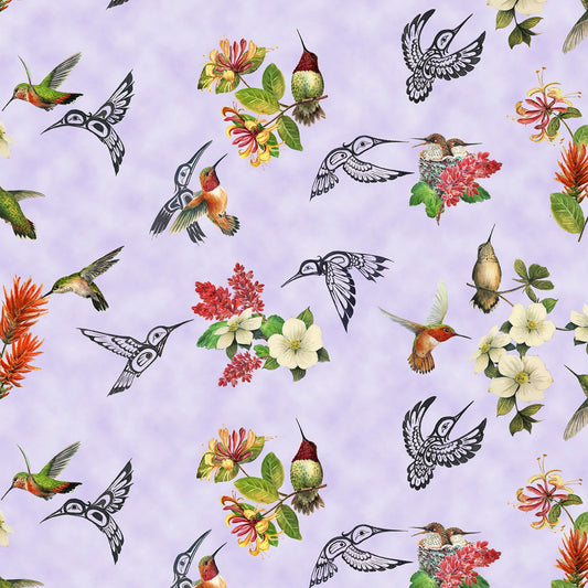 Hummingbird Vision Lavender Elizabeth Coleman Elizabeth's Studio Cotton Fabric