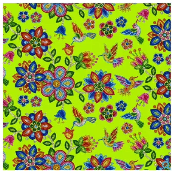 Hummingbird Beaded Tucson Lime Green Elizabeth's Studio Cotton Fabric ES-640-Lime