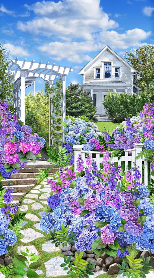 Hydrangea Dreams Cottage Panel 24" Multi Michael Miller Cotton Fabric